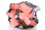 Columnar Calcite Crystals on Pyrite and Quartz - Fluorescent! #281681-1